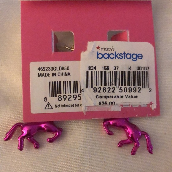 Betsey Johnson Gold Tone & Fuchsia Metallic Unicorn Huggie Hoop Earrings NWT - Picture 10 of 10